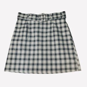 Black and White A-Line Belted Mini Skirt
